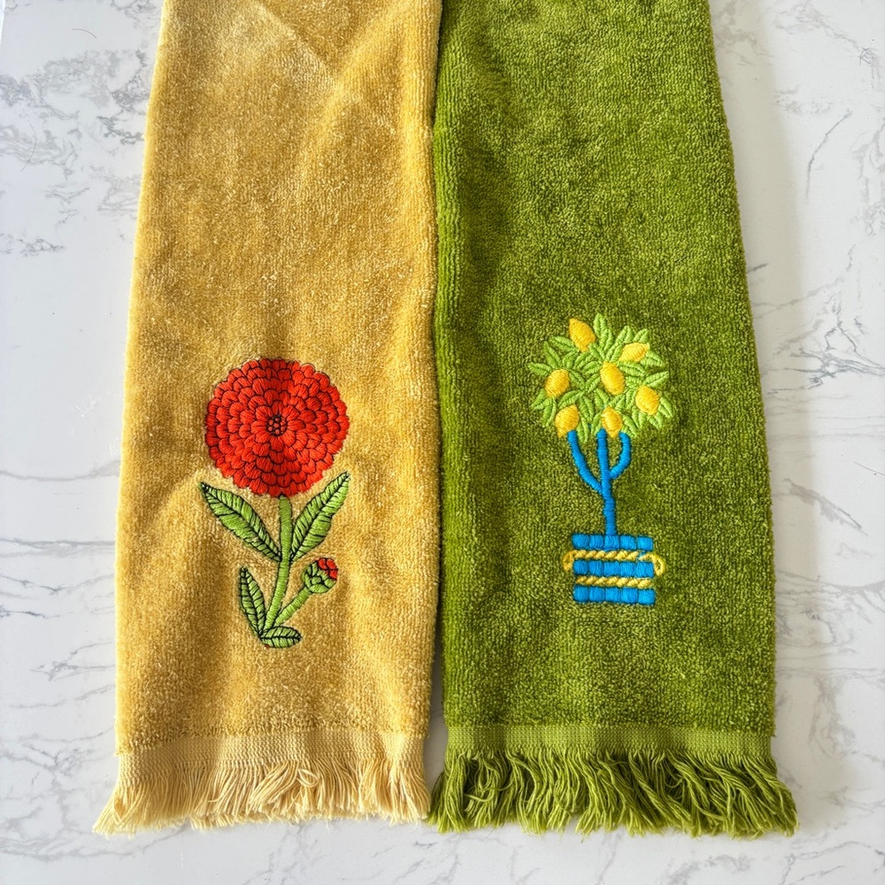 Vintage Set of 2 Royal Terry‎ 100% Cotton Retro Hand Towel Set of 2 USA